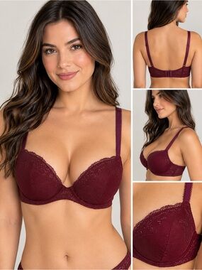 Curvy Kate Embroidered Burgundy Underwire Bra